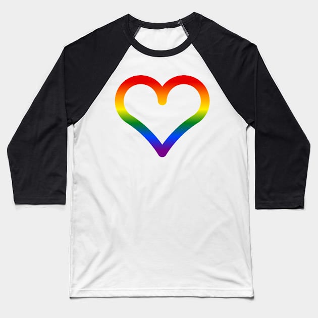 Outlined Rainbow LGBT Heart Baseball T-Shirt by kallyfactory